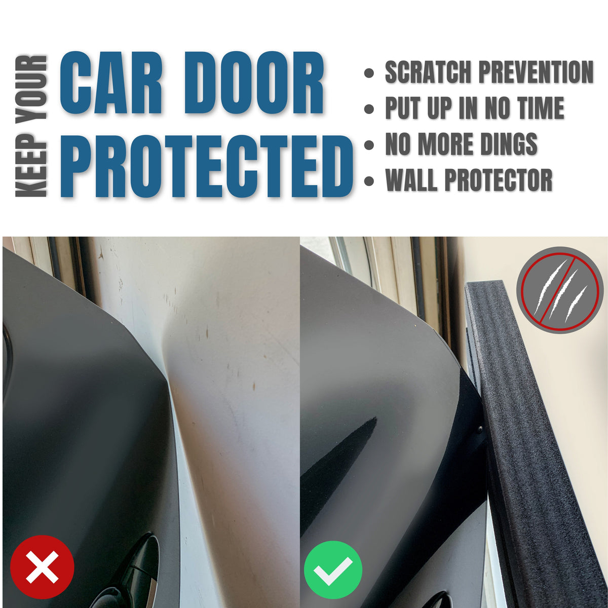 Garage Wall Protector Car Door Guard Thick Black Foam Padding