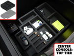 Center Console Organizer 2pc Stackable Set Inserts Fits Ford F-150 2015 2016 2017 2018 2019 Full Console Black