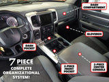 7 Pc Vehicle Organizer System Center Console & Glove Box Black Inserts Fits Dodge Ram 1500 2013-2018 Full Console