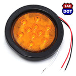 4 Inches Round Amber 10 LED Stop Turn Tail Light Brake Flush Truck Trailer DOT Compliant 1 Light with Grommet