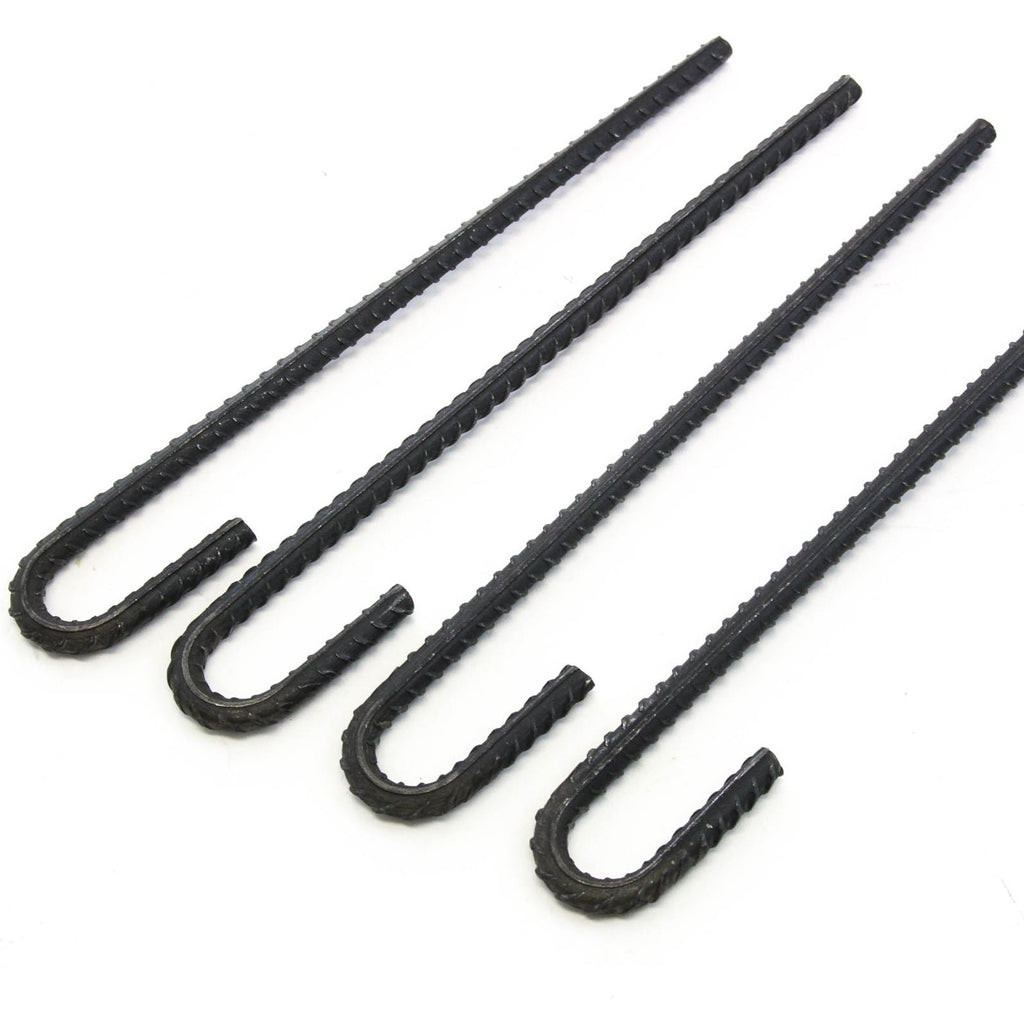 4 Steel Rebar Ground Stakes J Hook 12 Inches Deer Fence Hard Firm