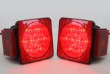 Led Pair Trailer Square Tail Light under 80 Inches & (8) 3/4 Inches Amber Side Marker Lights