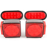 Led Pair Trailer Square Tail Light under 80 Inches & 2) 6 Inches Red Oval Side Marker Lights