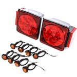 Led Pair Trailer Square Tail Light under 80 Inches & (8) 3/4 Inches Amber Side Marker Lights