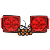 Led Pair Trailer Square Tail Light under 80 Inches & (8) 3/4 Inches Amber Side Marker Lights