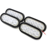 (4) 6 Inches Oval Clear LED Reverse Back-up Light Flush Mount Trailer Truck