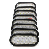 (8) 6 Inches Oval Clear LED Reverse Back-up Light Flush Mount Trailer Truck