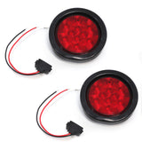 4 Inches Round (2) Red 10 LED Stop Turn Tail Light Brake Flush Pair Truck Trailer